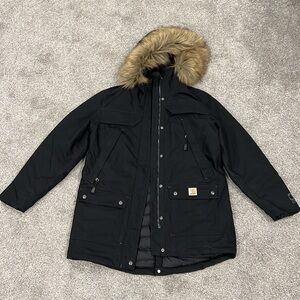 Carhartt Black Parka with Fur Hood